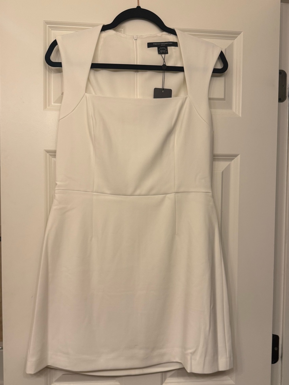 NWT French Connection White Square Neck Mini Dress - Picture 5 of 8